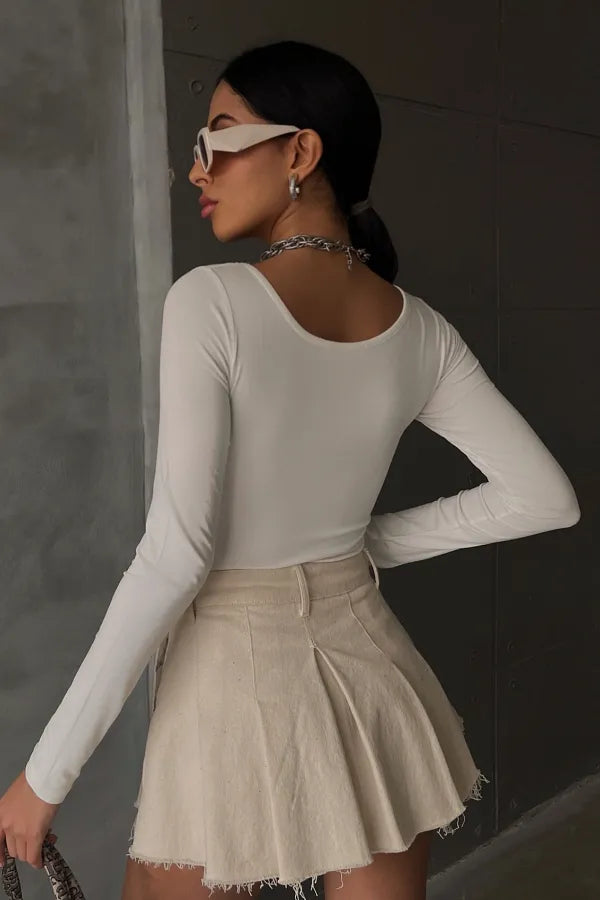 Eva Set - Haut tendance à manches longues et taille haute